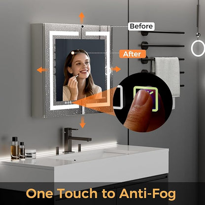 New LED Bathroom Mirror 24 * 36 Stepless Dimmable Wall Mirrors with Anti-Fog, Shatter-Proof, Memory, 3 Colors, Memory Function, Water Proof, Decor Vanity Mirror