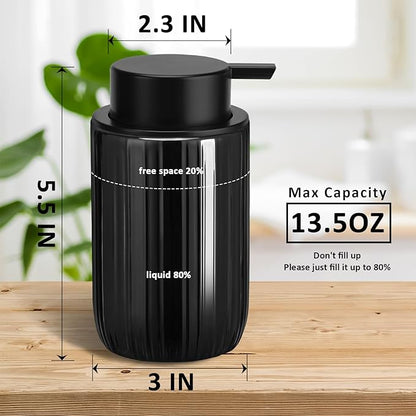 Soap Liquid Dispenser Ceramic with Easy-to-Press Pump Hand Liquid Dispenser (Can't Foam) for Shampoo Bathroom Countertop 13.5 oz