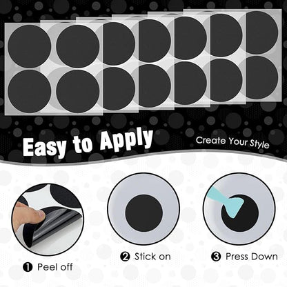 S&X 24 Pcs Anti Slip Shower Stickers (Large 4" Round), Modern Black Non Slip Bathtub Stickers, High Traction Grit Safety Dots for Tub Floor, Waterproof with Scraper