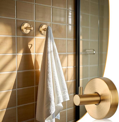 2 Pcs Suction Shower Hooks, Stainless Steel Gold Suction Cup Hook, Removable Shower Holder Towel Rack for Bathroom, Kitchen Glass Door Wall for 15 Lb Heavy Duty Clothes - Gold