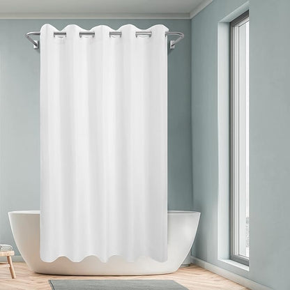 River Dream No Hook Long Shower Curtain or Liner Soft Microfiber - 78" Length Fabric Shower Curtain Liner Set, Machine Washable & Water Repellent, White, 71x80