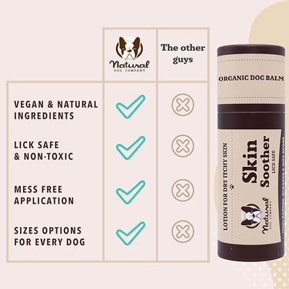 Natural Dog Company Skin Soother Balm for Dogs – 2oz Stick, All Natural Hot Spot & Rash Relief – Organic Itchy Skin Soothing Moisturizer for Dry, Red, Crusty Skin – Lick-Safe Dog Balm, Made in USA