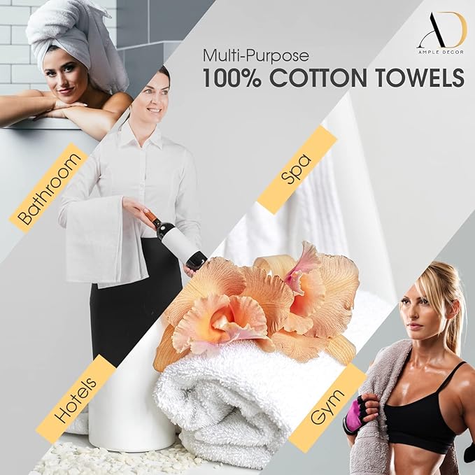 Ample Decor Wash Cloths Pack of 20, Oeko Tex Certified 600 GSM 100% Cotton Soft Absorbent, Premium Quality Durable Machine Washable, Ideal for Bathroom, Pool, Hotel, Spa – Yellow