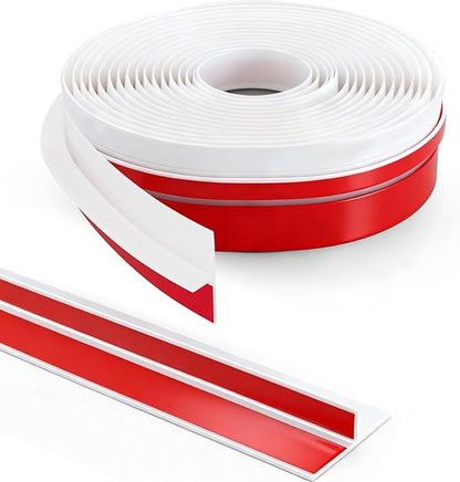 20Ft T-Shaped Door Draft Stopper, Silicone Weather Stripping Seal Tape for Doors and Windows - White, 2" Wide (50mm)