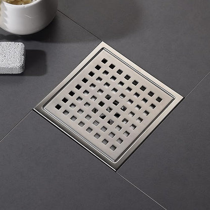 6 Inch Shower Drain Brushed Gold with Adjustable Shower Drain Base Flange SUS304 Stainless Steel Floor Drain Cover Removable Mesh Grille