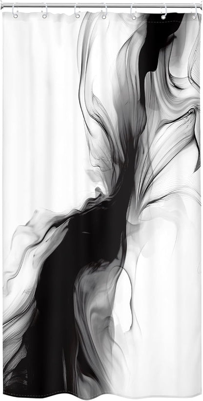 Cinbloo Small Stall Narrow RV Shower Curtain 36Wx72H Black and White Marble Abstract Modern Ombre Grey Grey Bathroom Curtain Set Minimalist Chic Simple Cool Neutral Bath Bathroom Accessories Decor