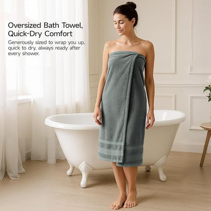 REDKISS 100% Cotton Bath Towels Set of 2, Extra Large Bath Sheets 35 X 70 Inches, 800 GSM, Quick Dry, Ultra Soft & Super Absorbent Bathroom Towel Sets for Bathroom, Gym, Spa, Pool & Hotel, Sage Green
