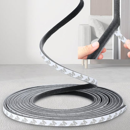 Weatherproof Self-Adhesive Soundproofing Door and Window Seal - 16.5 Ft Gray Insulation Strip, 0.3" Wide x 0.2" Thick, Energy-Efficient Draft Blocker for Wind, Dust, and Noise Protection