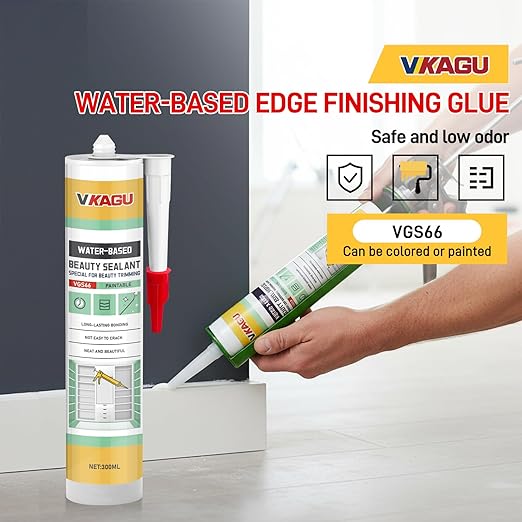 VGS66 Beauty Silicone Sealant for Trim & Baseboards - Flexible Interior Gap Filler for Crown Molding, Door Frames & Woodwork - Easy Water Clean-Up, Paint-Ready in 30 Mins, White