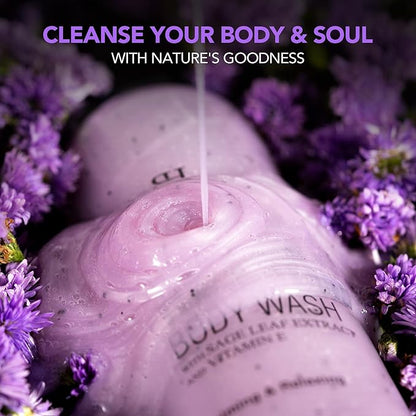 Botanic Hearth Bulgarian Lavender & Ylang Ylang Body Wash – Calming & Relaxing Shower Gel with Vitamin E & Sage Extract, Sulfate & Paraben Free – 16 fl oz