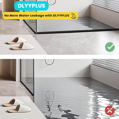 Shower Threshold Water Dam Barrier 39", Silicone Sealant Included, Collapsible Self-Adhesive Water Blocker, Shower Door Water Stopper for Floor Bathroom Kitchen Bathtub Sink