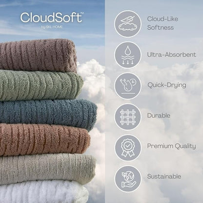 SKL Home CloudSoft Cotton Luxury Bath Towel, White