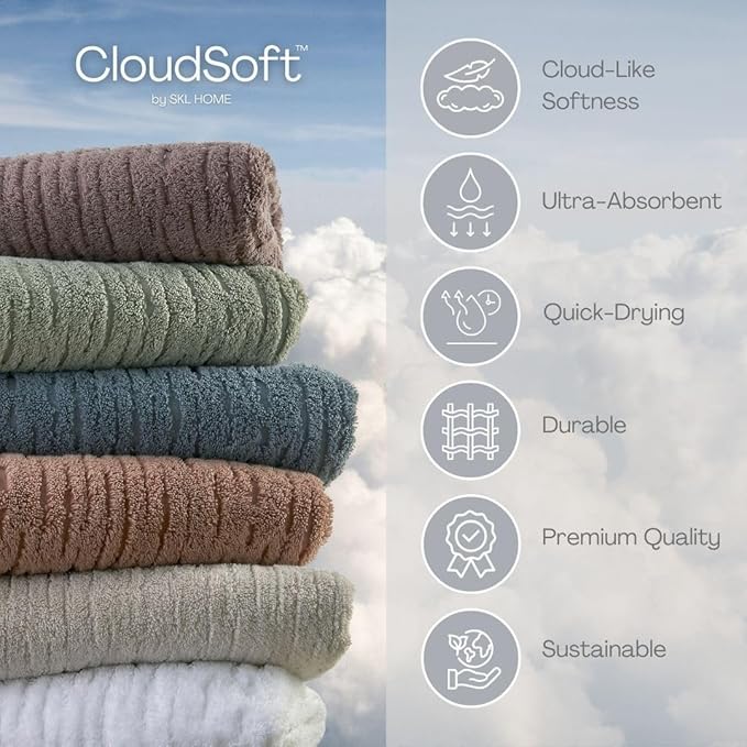SKL Home CloudSoft Cotton Luxury Bath Towel for Bath & Gift, Teal
