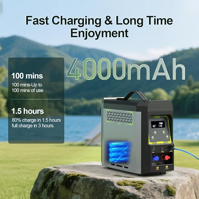 Portable Water Heater, Propane Water Heater with Shower Pump, Max 100 Mins 3s Instant Hot 20,000 BTU, 4000mAh Rechargeable Built-in Battery for Outdoor Cleaning, Camping, Hunting, Hiking
