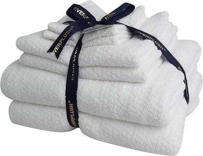 Minor Flaws - Everplush Diamond Jacquard 6 Pieces Bath Towel Set, Luxury Super Soft Oversized everplush Towels, Highly Absorbent everplush Diamond Jacquard Quick Dry Bath Towel for Bathroom White