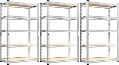 REIBII Storage Shelves 2020LBS Garage Shelving Heavy Duty Metal Shelving Adjustable 5 Tier Pantry Shelves for Garage Closet Kitchen Basement 28" W x 12" D x 59.8" H, 3 Pack