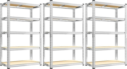 REIBII Storage Shelves 2020LBS Garage Shelving Heavy Duty Metal Shelving Adjustable 5 Tier Pantry Shelves for Garage Closet Kitchen Basement 28" W x 12" D x 59.8" H, 3 Pack