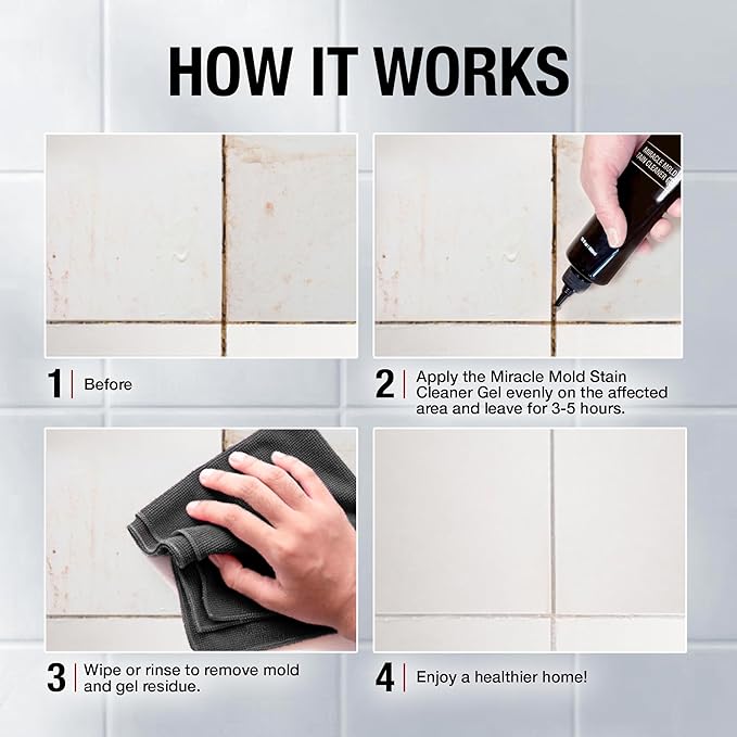 GlassGuard Miracle Stain Cleaner Gel for Hard Stains – Cleaning Gel for Grouts, Ceramic, Glass, Silicone, Caulk & More – Washing Machine Cleaner Front Loader (300 ml / 10 oz)