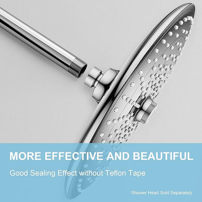 OFFO Shower Arm with Flange, 10 in Ceiling Mount Replacement Rain Shower Head Straight Arm Ceiling-Mounted For Fixed Shower Head & High Pressure Rain, Chrome