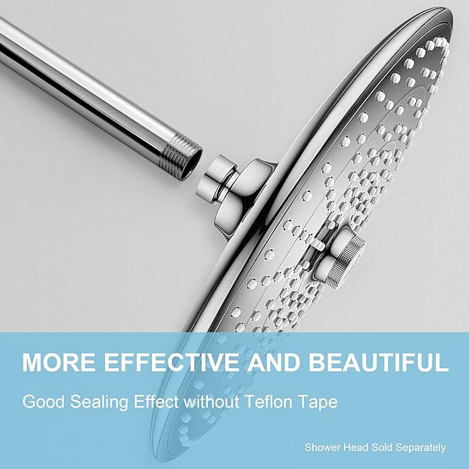 OFFO Shower Arm with Flange, 24 in Ceiling Mount Replacement Rain Shower Head Straight Arm Ceiling-Mounted For Fixed Shower Head & High Pressure Rain, Chrome