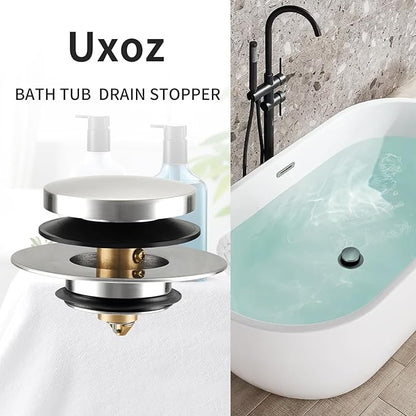 Bathtub Drain Stopper, Tub Stopper/Bathtub Plug for Tip Toe/Trip Lever/Lift&Turn Tub Drains, Bath Tub Drain Stoppers Designed for 1.5"-1.72" Drain Hole w/3 O-Rings,Chrome Plated