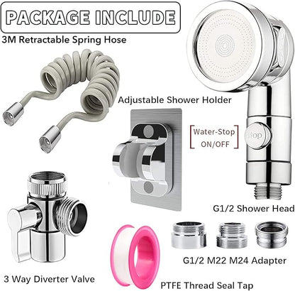 Sink Faucet Sprayer Attachment Set, Kitchen Bathroom Pet Bathing Shower Head with 9.8ft Hose and G1/2, 55/64", 15/16" Faucet Adapters, Hair Washing, Dog Shower and More