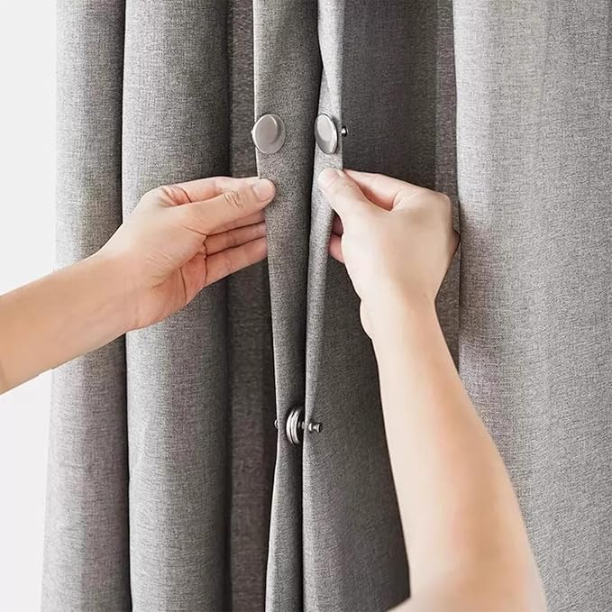 Curtain Magnets, Kaluofan 20Pairs Curtain Magnets Closure with 20Pairs Self-Adhesive Patch, Magnetic Curtain Clips Prevent Light Leaking, Keep Curtain Closed for Home Bedroom Bathroom Office Draperies