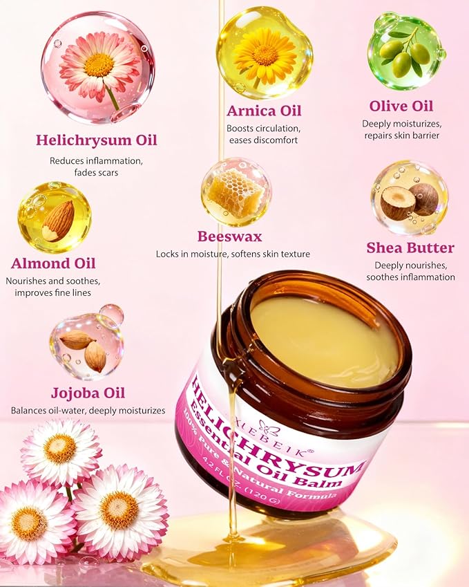 Helichrysum Multipurpose Balm - Natural Soothing Hydrating Salve with Helichrysum Oil for Thin, Fragile, B-ruised & Aging Skin | Moisturizes & Revitalizes Body & Face - 120G/4OZ