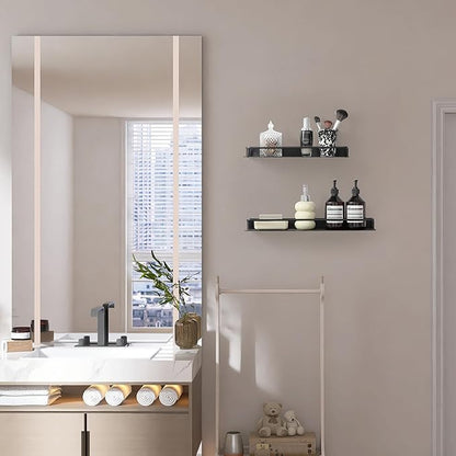 Metal Wall Shelf, Metal Floating Shelf, Black Floating Shelf, Small Shelf for Wall, Display Shelves for Bathroom Bedroom Kitchen (Black, 12Inch)