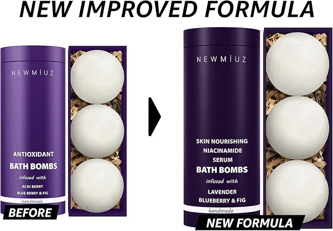 Lavender Bath Bombs Skin Nourishing Moisturize Niacinamide Serum Lavender Blueberry Fig Luxury Fizzing Spa Bubble Bath Gift Set for Sensitive Skin Stress Relief Relaxation Gift Birthday Christmas