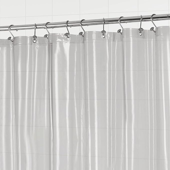 Barossa Design Shower Curtain Liner - Clear Black Premium PEVA Shower Liner with 3 Magnets and Metal Grommets, Waterproof Lightweight Standard Size Curtains for Bathroom - Translucent Black