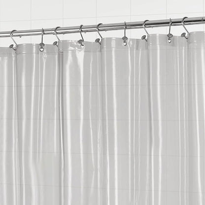 Barossa Design Extra Long Clear Black Shower Curtain Liner with 3 Magnets - 72" x 84" XL, Waterproof PEVA Lightweight Shower Liner for Bathroom, PVC Free, Metal Grommets - Clear Black, 72x84