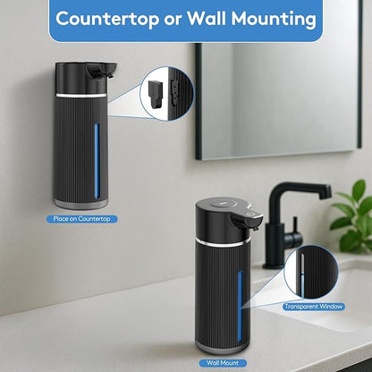 Automatic Soap Dispenser Touchless, 14.2oz/420ml Dish Hand Soap Dispenser for Kitchen Bathroom, Adjustable Volume for Thick & Thin Liquid, USB C Rechargeable, Clog-Free, Black