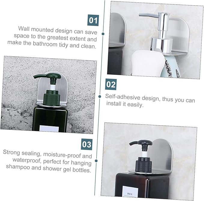 ABOOFAN 10pcs Wall-Mounted Shampoo and Shower Gel Bottle Rack Hook Self-Adhesive Holder for Bathroom and Kitchen Easy Installation Space-Saving Organizer for Liquid Soap
