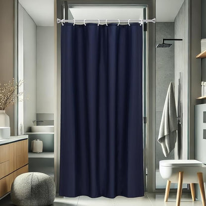 AooHome 48 Width x 72 Height inch Shower Liner, Stall Size Fabric Solid Color Bathroom Curtain with Hooks, Weighted Hem, Waterproof, Navy Blue