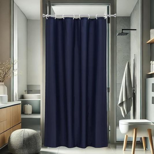 AooHome 48 Width x 72 Height inch Shower Liner, Stall Size Fabric Solid Color Bathroom Curtain with Hooks, Weighted Hem, Waterproof, Navy Blue
