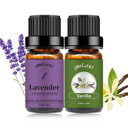 yethious Vanilla Essential Oil for Diffuser Organic Vanilla Lavender Essential Oil Set Lavender Oil 100% Pure Aromatherapy Oils - 2pcs X 10ml