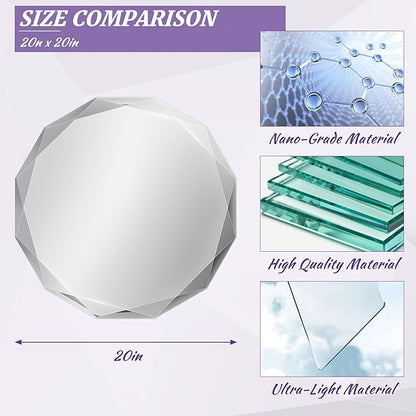 Bathroom Mirror for Wall, 20" x 20" Oval Bathroom Vanity Mirror, Beveled Edge Frameless Wall Mount Vanity Mirror, Wall Decorative Irregular Beveled Edge