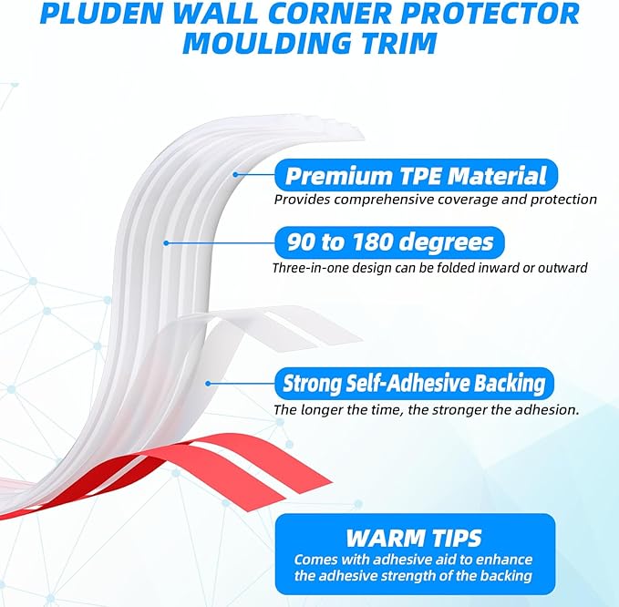 20FT Flexible Wall Corner Protector Moulding Trim, Peel and Stick Inside & Outside Wall Corner Guards Edge Protector,Self Adhesive Molding Trim Strip for Edge Ceiling
