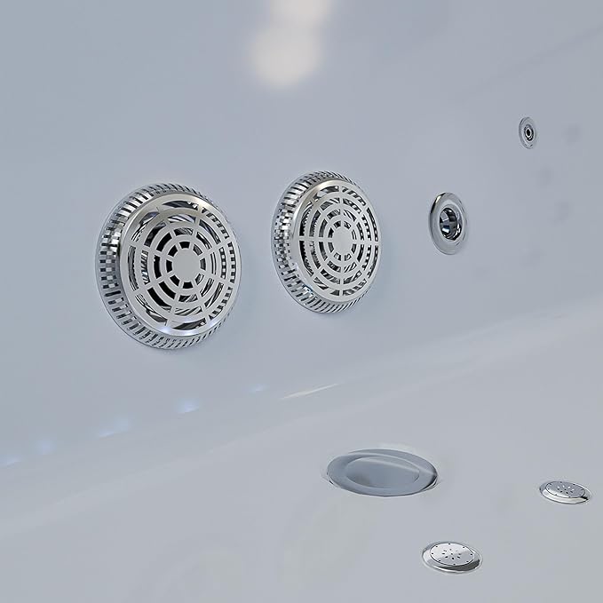 Empava PRO Series Whirlpool Tub with Dedicated Milk Bath & 65 Jets | Luxury Spa Acrylic Soaking Tub with Ozone Sanitization, Chromatherapy & Wireless Music System, Removable Panel, 71" Bathtub, White