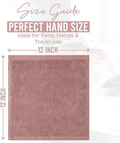 DAN RIVER 24 Pack Wash Cloths for Showering [12x12] - 100% Cotton Washcloths Premium Quality Flannel Face Cloths for Bathroom, Highly Absorbent and Soft Feel Wash Clothes, Dusty Pink