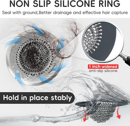 Bathtub Drain Hair Catcher, Fast Drainage Shower Drain Hair Catcher, Reversible 304 Stainless Steel Drain Protector for Pop-Up and Regular Drains of Bathroom(Patented Product)