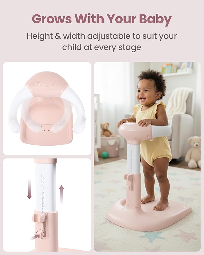 Baby Shower Stand for Infant to Toddler 6–36 Months, Baby Bath Stand Support with Adjustable Height, Anti-Slip Stable Design, Multi-Purpose Toddler Bath Helper, Infant Shower Gifts,Pink