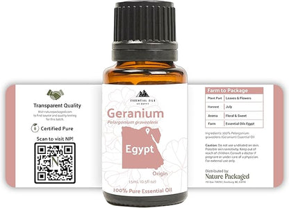 Geranium Essential Oil - Direct from Egypt Nile Delta - Pure Essential Oils for Body, Skincare & Balance - Natural Aceite de Geranio - 100% Pure Therapeutic Grade - 8oz