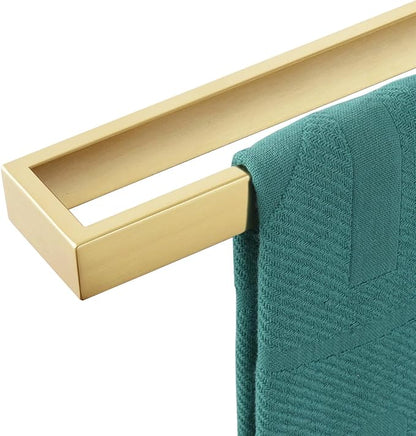 KOKOSIRI Towel Bar Brushed Gold Bath Towel Holder 24 Inch Kitchen Towel Hanger Rack Stainless Steel Bathroom Hardware Wall Mounted, 1 Pack B4008BG-L24