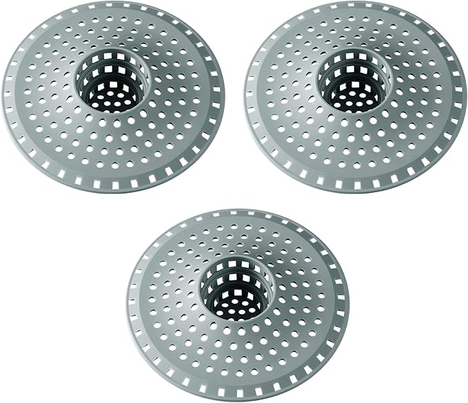 Bathtub Drain Hair Catcher,Tub Shower Drain Hair Trap/Strainer,3PCS Silicone Collapsible Tub Hair Catcher Drain Protector Designed for 1.47" to 1.75'' Regular Drains(Greyish Blue)