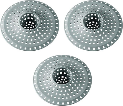 Bathtub Drain Hair Catcher,Tub Shower Drain Hair Trap/Strainer,3PCS Silicone Collapsible Tub Hair Catcher Drain Protector Designed for 1.47" to 1.75'' Regular Drains(Greyish Blue)