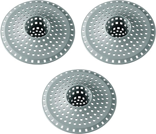 Bathtub Drain Hair Catcher,Tub Shower Drain Hair Trap/Strainer,3PCS Silicone Collapsible Tub Hair Catcher Drain Protector Designed for 1.47" to 1.75'' Regular Drains(Greyish Blue)