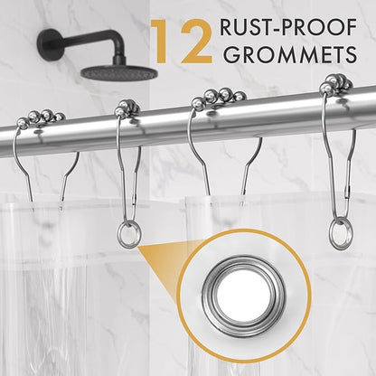 AmazerBath Shower Curtain Liner 2 Pack, 72 x 65 Inches PEVA Plastic Shower Liner with 3 Weighted Stones and 12 Rustproof Metal Grommet, Lightweight Waterproof Shower Curtain - Clear