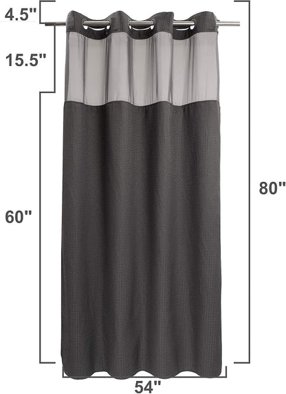 River Dream Heavyweight No Hooks Required Dotted Waffle Weave Shower Curtain with Snap in Liner -Stall 54W x 80H,Hotel Grade,Spa Like Bath Curtain,Graphite Grey